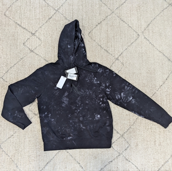 Armani Exchange Men's Hoodie Size S Tie-Dyed Black White Logo Cotton Sweatshirt - Picture 2 of 10